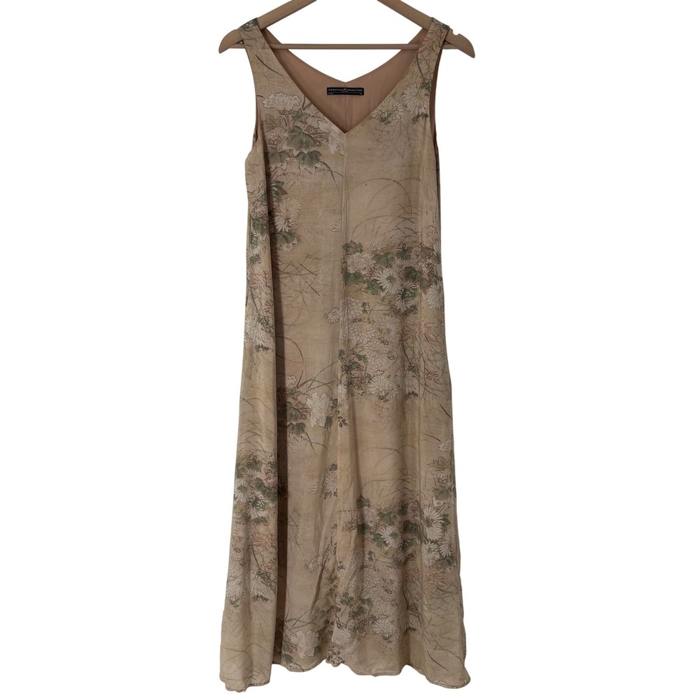 Peruvian Connection Floral Botanical Sleeveless Midi Dress M Lilypad Watercolor